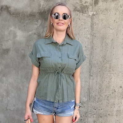 Khaki lněná košile SIENA