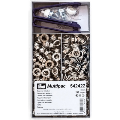 Průchodky PRYM kovové 8mm nikl s podložkou 200ks
