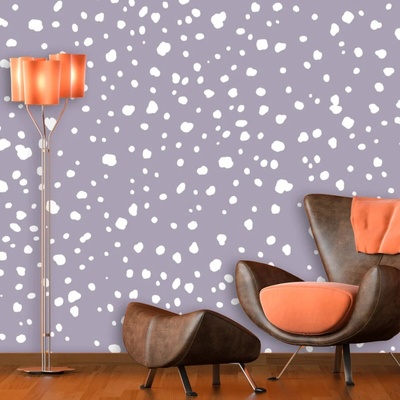 Sablio Tapeta Biele fliačiky na fialovej, rozmery 336x220 cm