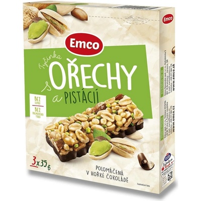Emco ořechové tyčinky Ořechy a pistácie 3 x 35 g