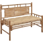 vidaXL Градинска пейка с възглавница, 120 см, бамбук (3063894)