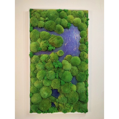 Machový obraz v kombinácii s epoxidovou živicou 80cm x 40cm