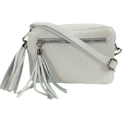 Vera Pelle dámská kožená malá crossbody kabelka bílá