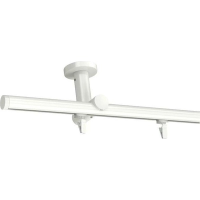 KovovégarnýžeCZ Stropní garnýž Tobi broadway 19 mm bílá lesklá Jednořadá jezdec s háčkem 160 cm