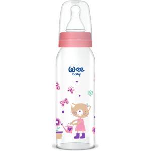 Wee Baby Стъклено шише Wee Baby Classic, 250 ml, розово с коте (876) - ozone