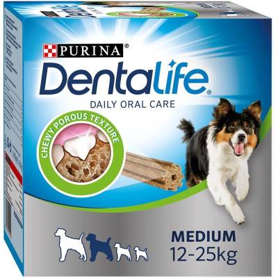 Purina Dentalife Snacky pre starostlivosť o zuby pre stredne veľkých psov 12-25 kg 48 tyčiniek 16 x 69 g