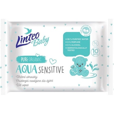 Linteo Baby Aqua Sensitive detské jemné vlhčené obrúsky 10 ks