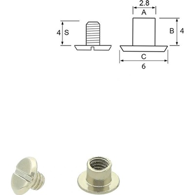 Pro Háčkování Nýt šroubovací 4 mm Ø 2,8 mm nikl Počet: 1 ks