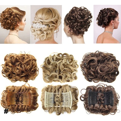 Příčesek do vlasů s gumičkou, tmavě hnědá a světle kaštanová – Zboží Dáma