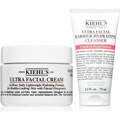 Kiehl's Ultra Hydration Ritual Facial Cream hydratačný krém na tvár 24h 28 ml + Kiehl's Ultra Facial Barrier-Hydrating Cleanser čistiaci gél 75 ml