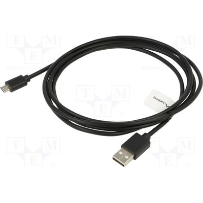 Lanberg CA-USBM-20CU-0018-BK USB 2.0, USB A vidlice,USB B micro vidlice, zlacený, 1,8m