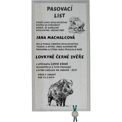 Dřevo Novák Pasovací list černá zvěř č.731 na frézované desce 2D