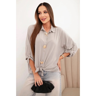 Kesi ART61953 s viskózou a ozdobnými knoflíky a límečkem béžová