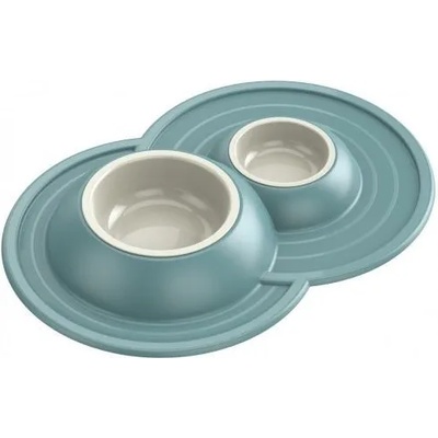 Georplast Съд за храна и вода пластмасов - двоен volcano, с гумена подложка, срещу разпиляване на вода и мръсотия, 49 х 33 х 5, 5 см georplast Италия 20064