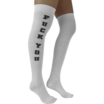 Pamela mann чорапи над коляното PAMELA MANN - F You Over - Бял/Черен - PM1104