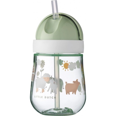 Little Dutch hrnek s brčkem 300 ml Farma zelená