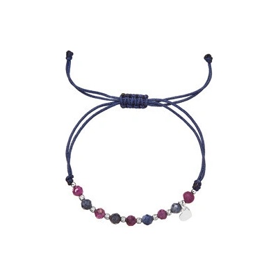 Evolution Group Cz Textilní náramek fialový s korálky ruby a natural sapphire 13059.3