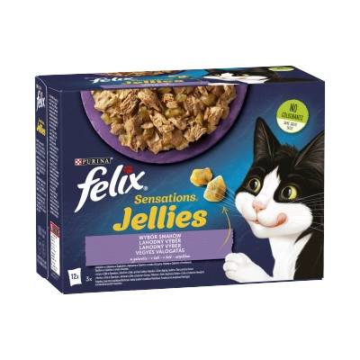 FELIX Sensation Jellies Котешка храна с различни вкусове в желе 12x85g