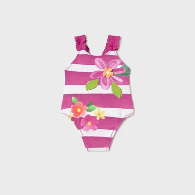 MAYORAL Цял бански с графика в цвят фуксия и цветя за мини момиче Майорал