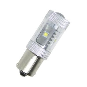 CarMart Диодна крушка ba15s с 6 х 5w cree диода и лупа двойна светлина бяла