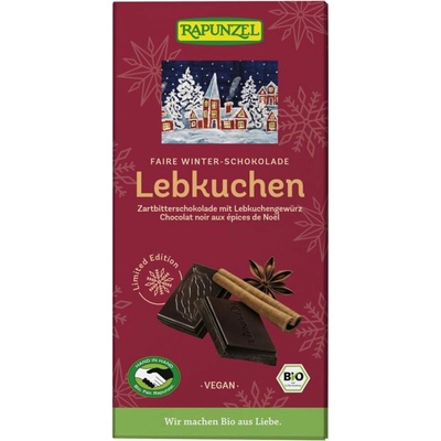 Rapunzel Winter Schokolade Lebkuchen BIO hořká čokoláda s perníkovým kořením 80 g