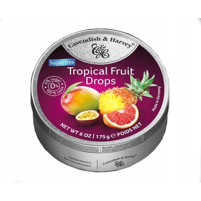 Cavendish & Harvey Tropical Fruit Drops bez cukru 175 g