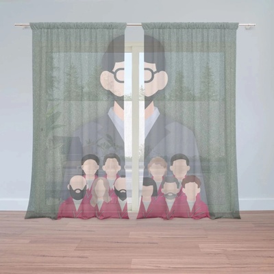 Sablio Záclony Money heist Profesor a jeho tým Zelená: 2ks 150x250cm