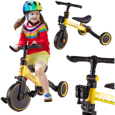 KIK Trike Fix Mini běžecká 3v1 s pedály žlutá KX5377 1