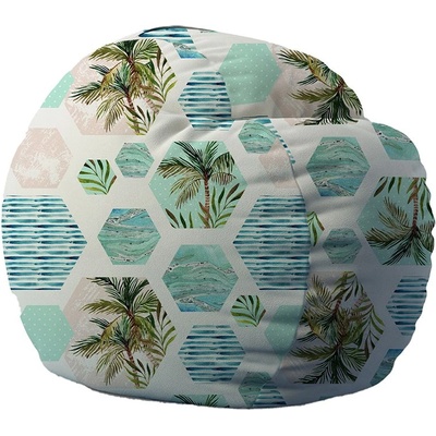 Pufrelax Пуф, Барбарон, 600л. , King Size - Ocean, Перящ се калъф, Трансформира се в легло, Пълнеж с микс от мемори пяна и дунапрен, Принт