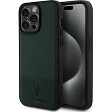 US Polo PU Leather Mesh Pattern Double Horse pre Apple iPhone 15, green