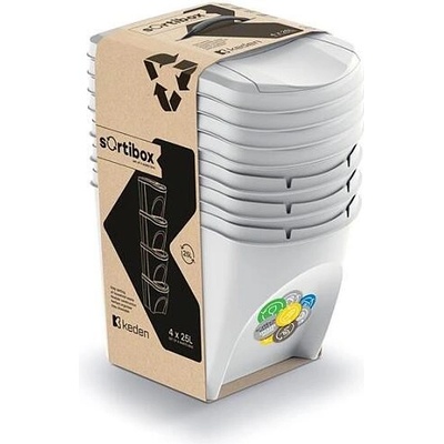 Prosperplast Koš na tříděný odpad SORTIBOX 4 x 25l popelavě šedý