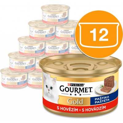 Gourmet Gold cat paštika hovězí 12 x 85 g