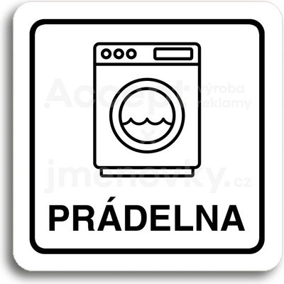 ACCEPT Piktogram prádelna - bílá tabulka - černý tisk