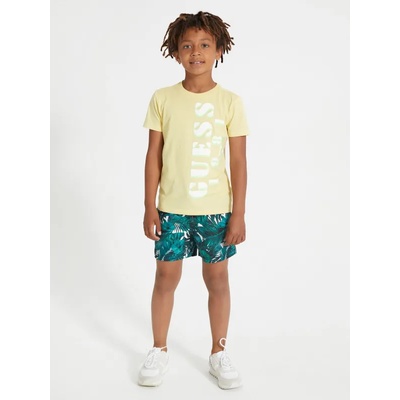GUESS Бански за момче с тропически принт в синьо-зелено Guess