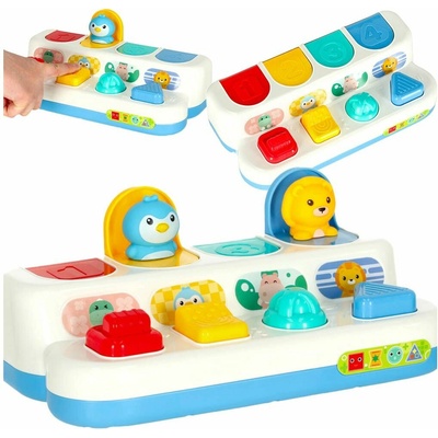 LeanToys Interaktivní vzdělávací hračka pro batolata Vyskakovací zvířátka Farm