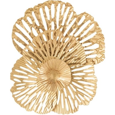 Zlatá antik nástěnná kovová dekorace květ Callien - 24*5*28 cm - J-Line by Jolipa