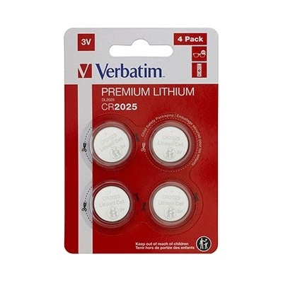 Verbatim 49532 Литиева батерия тип бутон CR2025, 3V, блистер, 4 бр (49532)