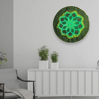 Mechová mandala "Květ" - Černá