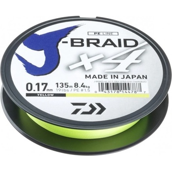 Daiwa Šnúra J-Braid 4 Žltá 135m 0,21mm 12,4kg
