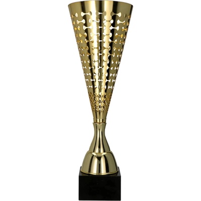 PUCHARY Pohár kovový zlatý Výška: 51,5 cm Průměr: 18 cm