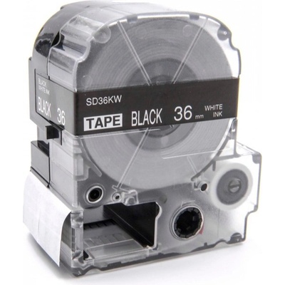 Epson LK-7BWV, SD36KW, 36mm x 9m, biela tlač / čierny podklad, kompatibilná páska