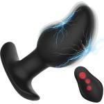 SuperLove E-Stim Curved Vibrating Butt Plug with Remote Black