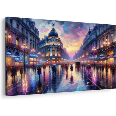 Obraz malířský pohled na večerní Paříž - 120x80