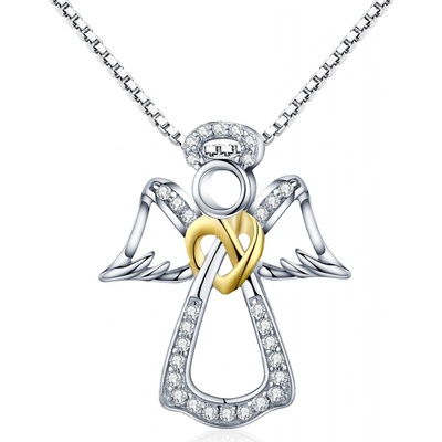 Olivie Stříbrný řetízek anděl se zlatým srdcem 2924