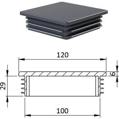 Krytka plastová 120 x 120 mm, antracit