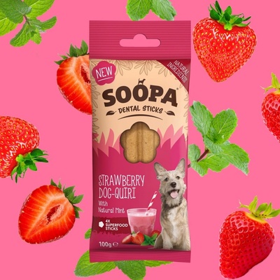 SOOPA Dentálne tyčinky jahodové Dog Quiri 100 g 100 g