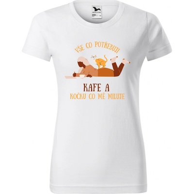 Dámské tričko Vše co potřebuji kafe a svoji kočku – Zboží Dáma