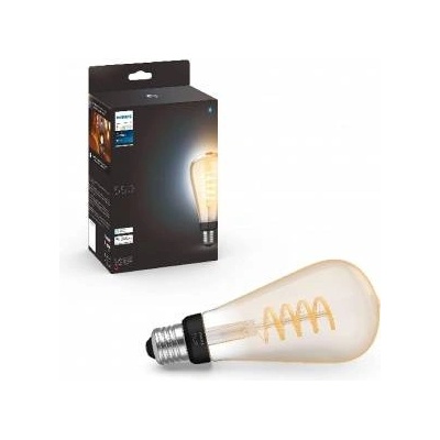 Philips White E27 Large Edison Filament ST72 550lm, warm white light, dimmable, controllable via app, compatible with Amazon Alexa (Echo, Echo Dot), pack of 1 - 929003052301