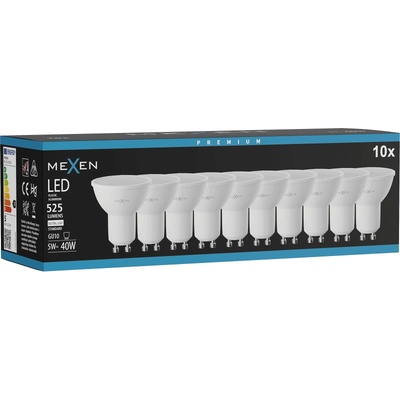 Mexen Nova 10x LED крушка GU10, 5W, Неутрална - 4000K, 525 lm - L107-GU10-0540-01x10 (L107-GU10-0540-01x10)