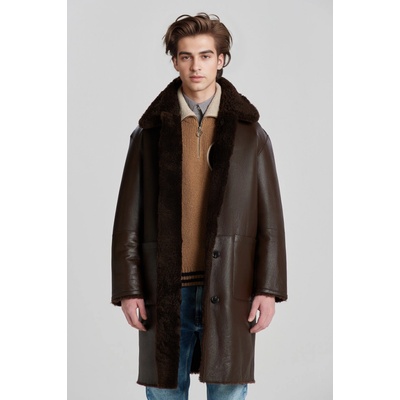 GANT OVERSIZED SHEARLING COAT hnedá